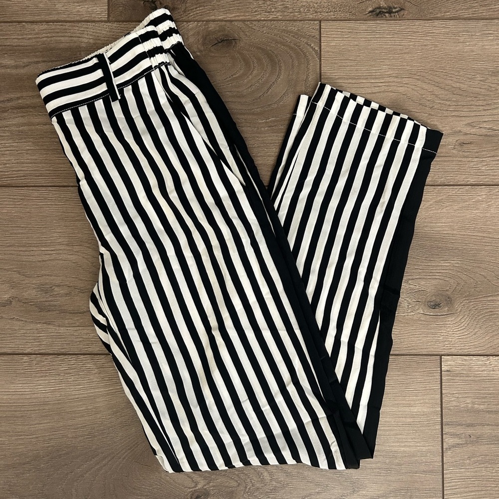 NWT IMRIE Black and White Striped Pants 100% Silk Size XS - Picture 8 of 10